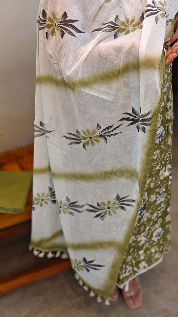 Olive green net kota suit
