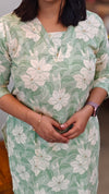 Printed greencotton kurti set