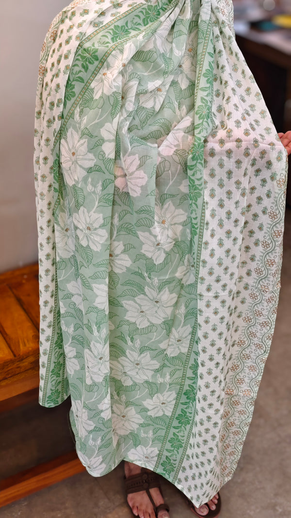 Printed greencotton kurti set