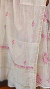 Lilac on off white mul chanderi suit