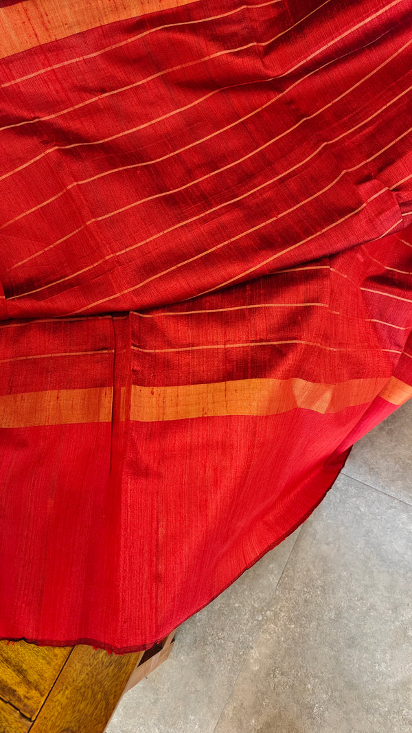 Black and red Raw silk saree