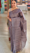 Burnt mauve tussar silk saree - N372