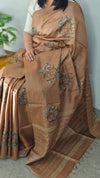 Chocolate brown tussar silk saree-ADZ67