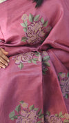 Rouge pink tussar silk saree -ADZ67