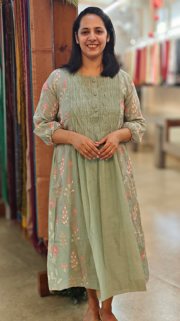 Sage green mal chanderi top