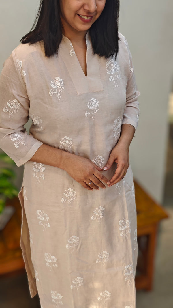 Rosy beige mal chanderi top