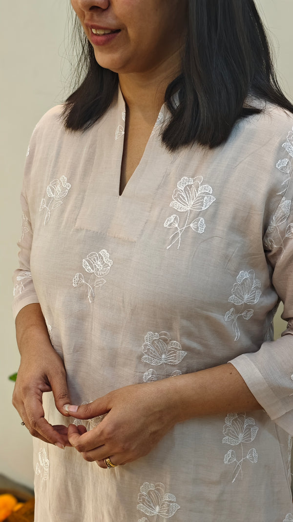 Rosy beige mal chanderi top