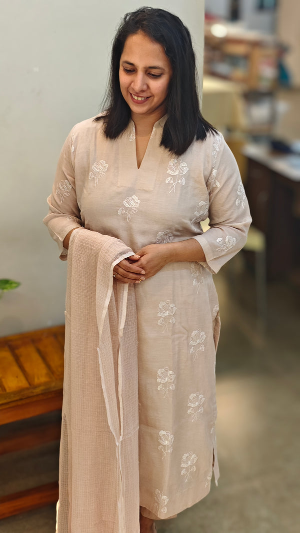 Rosy beige mal chanderi top