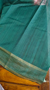 Black and green raw silk saree - SRW62