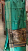 Green and black raw silk saree - SRW62