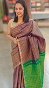 Brown and purple shade raw silk saree - SRW6_37