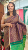 Brown and purple shade raw silk saree - SRW6_37
