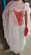 White and pink net kota suit