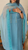 Baby blue embroidered organza suit - DCV14