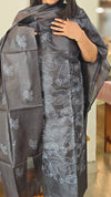 Black embroidered tussar silk suit - RAD41