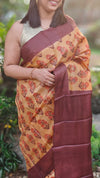 Mustard and mauve tussar silk saree