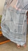 Grey tussar silk salwar suit