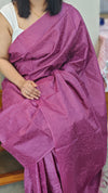 Purple lined noil tussar silk saree -LNC08