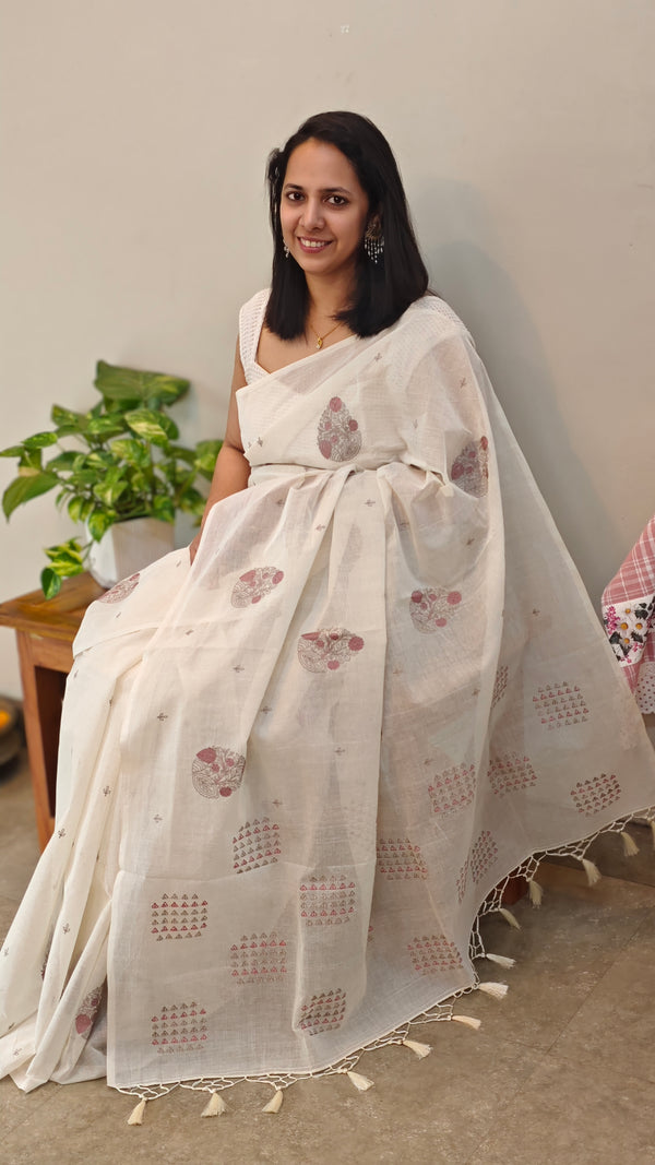 off white cotton saree