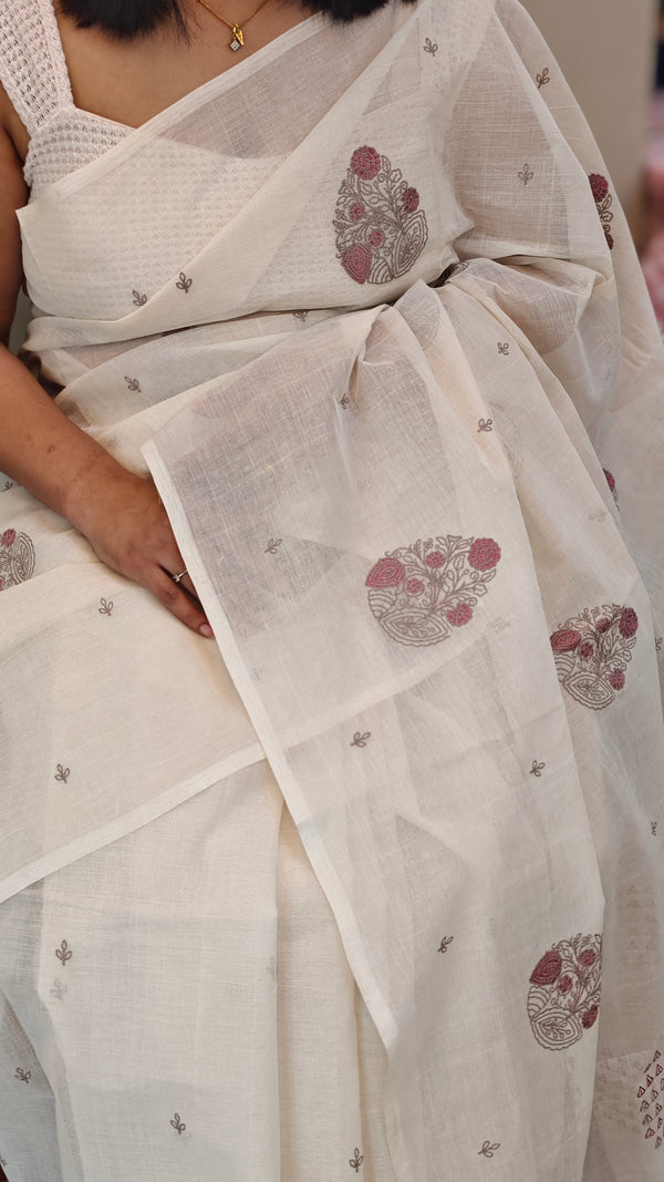 off white cotton saree