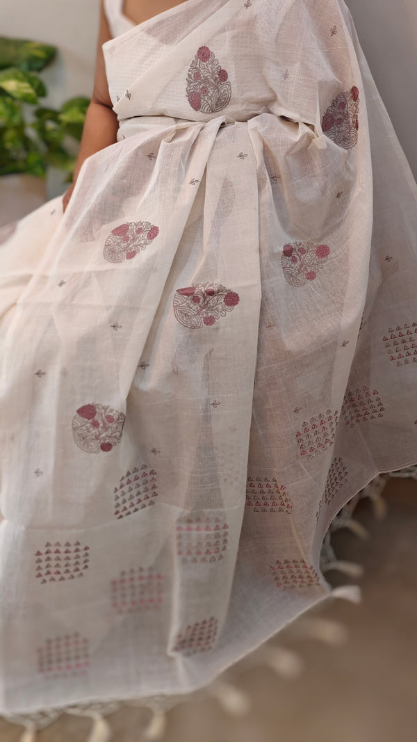 off white cotton saree
