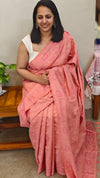 Peach semi tussar silk saree