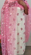 White and pink organza salwar suit - G713