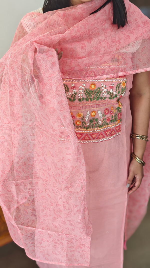 Peachhand embroidered net kota suit