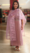 Mauve shade georgette organza suit