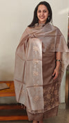 Taupe shade tussar silk suit