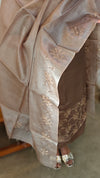 Taupe shade tussar silk suit
