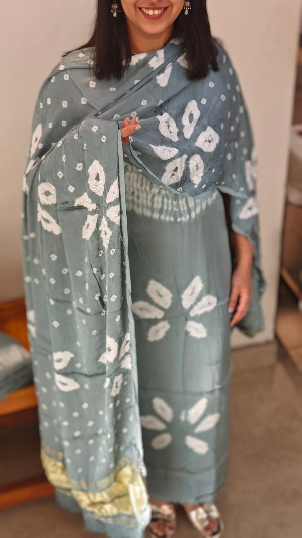 MOD1001 Bluish grey modal silk salwar suit
