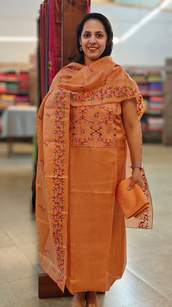 Dusty peach silky kota suit