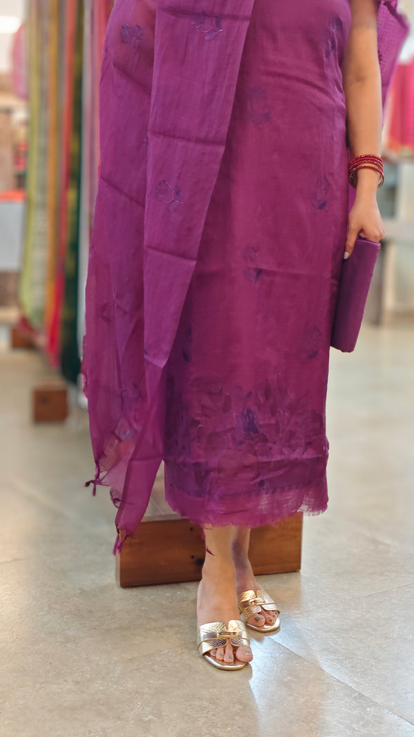 Purple silky kota suit