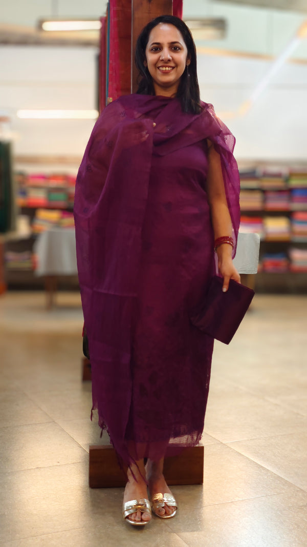 Purple silky kota suit