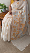Off white and mustard jamdani saree