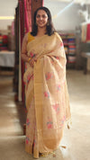 Pastel yellow Organza saree