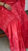 Strawberry pink tussar silk saree