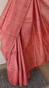 Brick red tussar silk saree - 3754