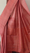 Brick red tussar silk saree - 3754
