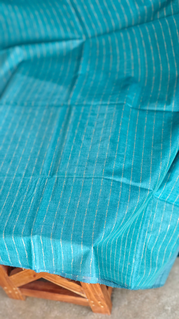 Sapphire blue tussar silk saree - 3754