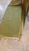 Olive green tussar silk saree - 3754