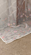 Milky white crushed organza saree