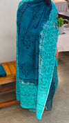 Peacock blue and green net kota suit