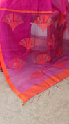 Pink and orange muslin saree