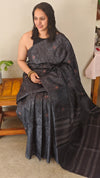 Black lined tussar silk saree