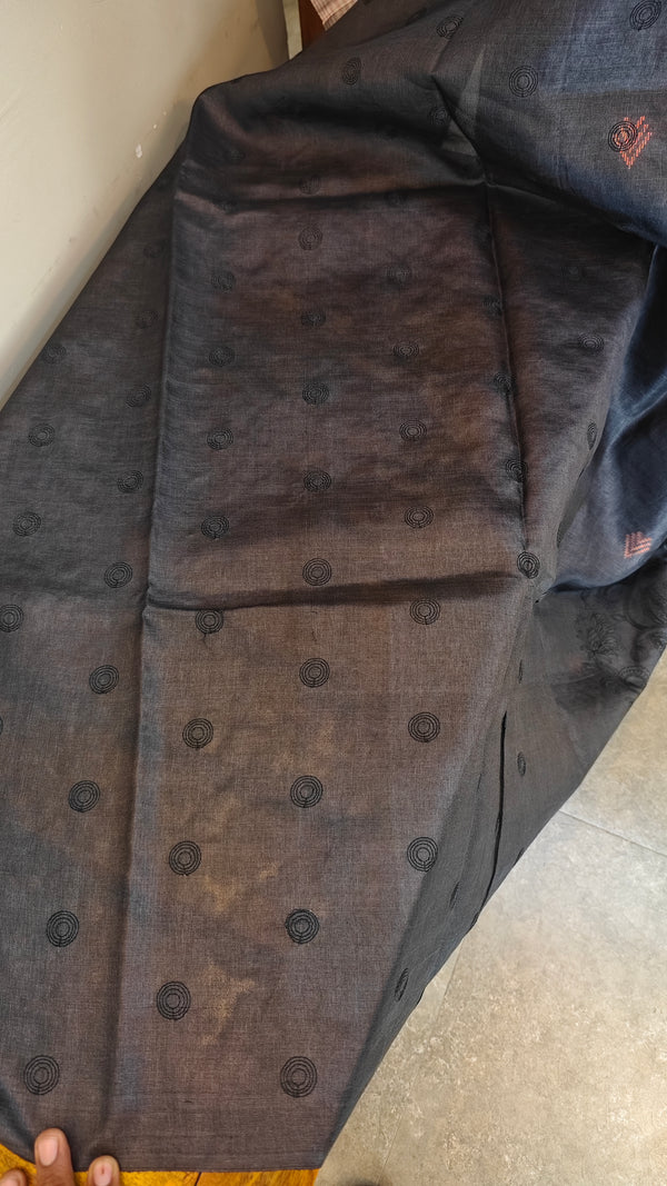 Black lined tussar silk saree