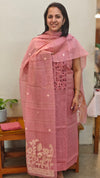 Pink linen chanderi salwar suit