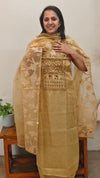beige linen chanderi salwar suit