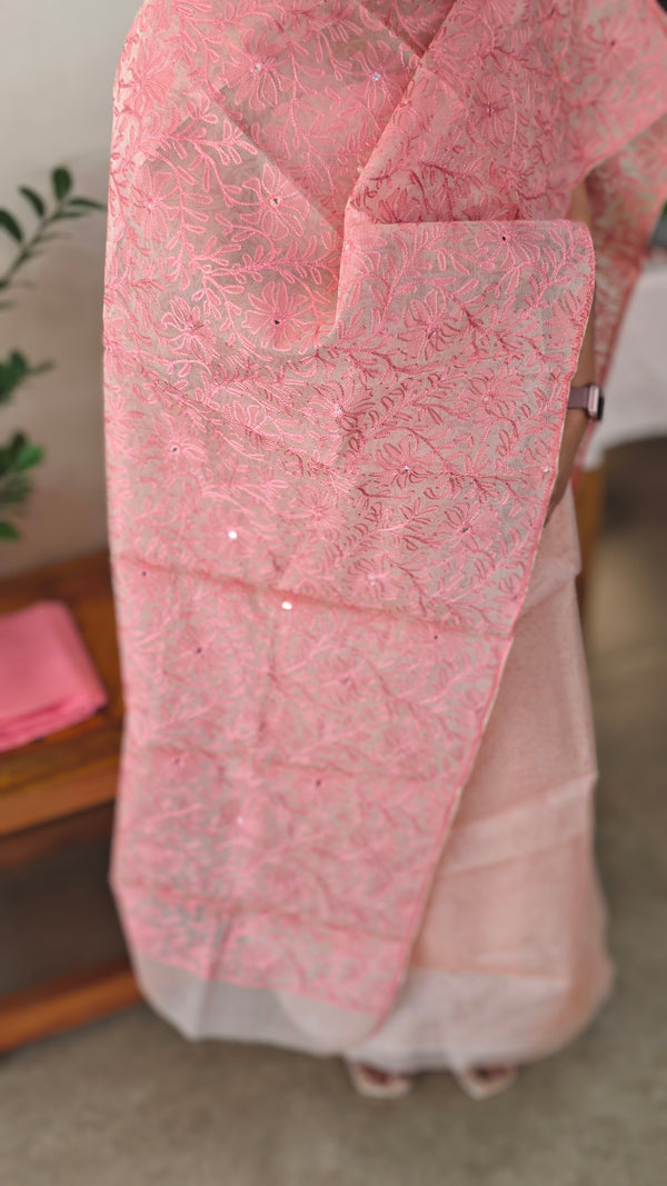 Nude pink and peach organza suit